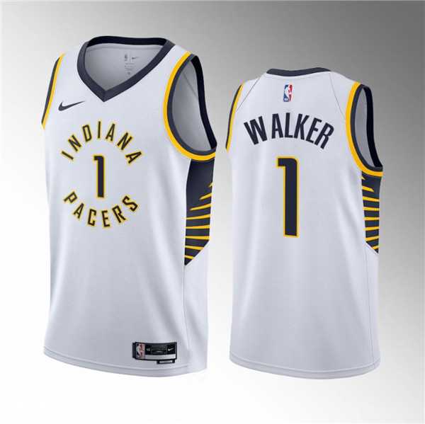 Mens Indiana Pacers #1 Jarace Walker White 2023 Draft Association Edition Stitched Basketball Jersey Dzhi